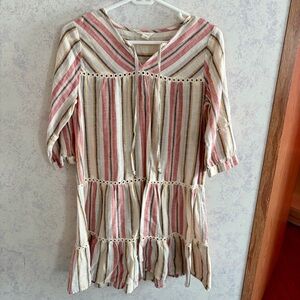 Caslon Multicolor Striped Dress with Ruffle Hem Size Small
